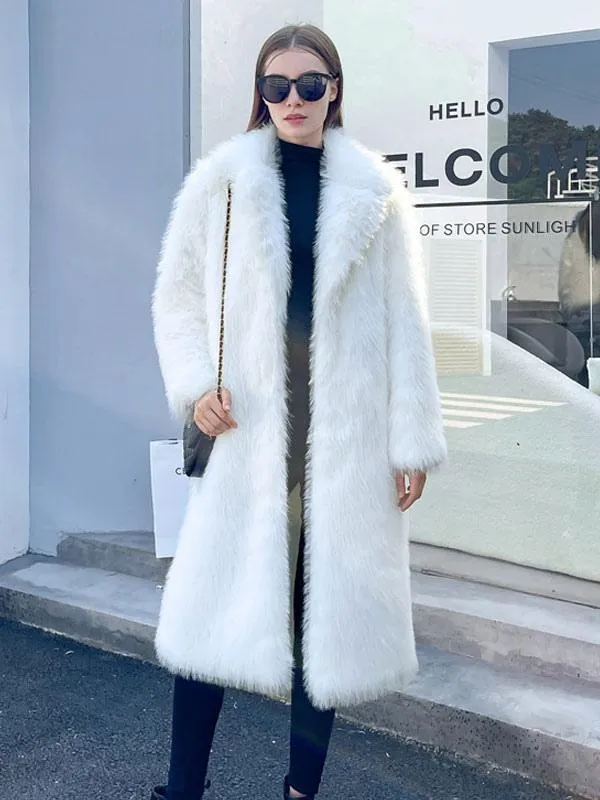 Faux Fur Coats White Winter Eco-friendly Fur Coat For Women 2024